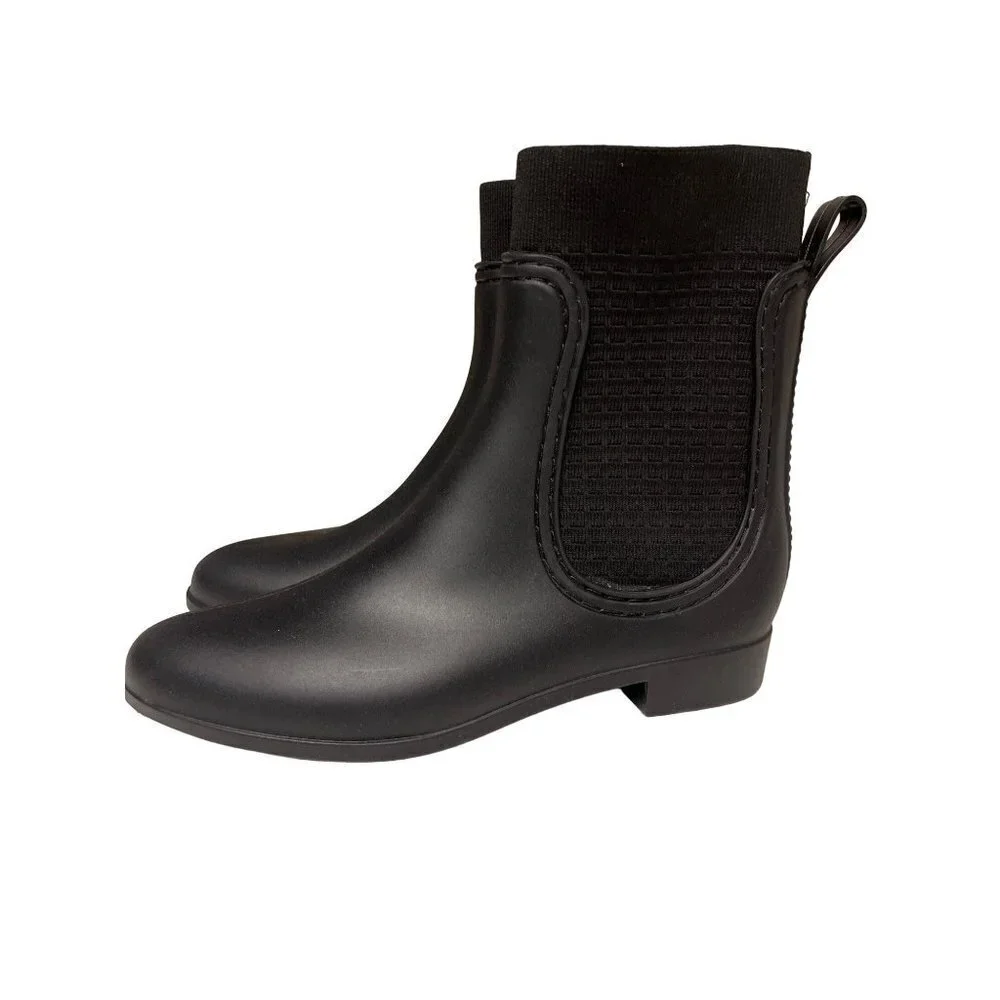 Catherine Malandrino Chelsea Rainboot Black Pull On Size 8 39